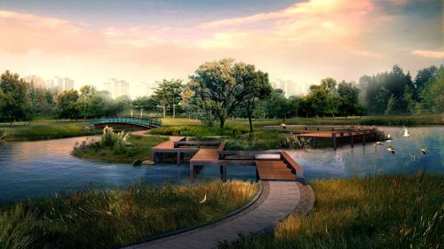 Японский сад, озеро, парк, деревья, природа, небо, обои, скачать