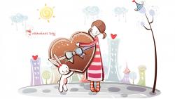 Девочка и кролик большой подарок Сердце