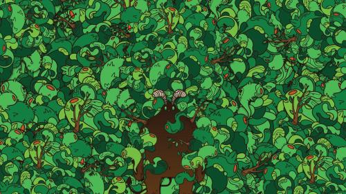 Деревья, воображение, зверь, фоны, заставки hd