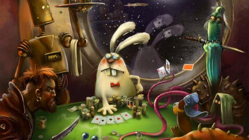 Кролик, робот, пират, осьминог, покер, карты, картинки, скачать