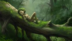 Лесной человек спит в лесу рисованные картинки