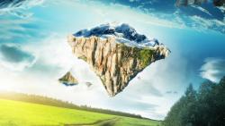 Летающая сказка, сказочная гора в небе фото высокого качества