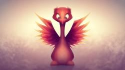 Маленькая птичка, огненная птица, крылья, глаза, милашка обои