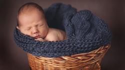 Маленький человечек уснул в корзине