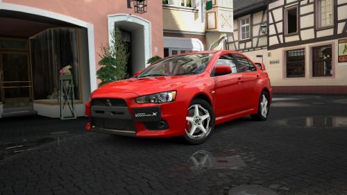 Митсубиси (Mitsubishi) красный в городе