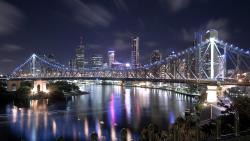 Мост через реку, Дом, Ночные огни, картинки, обои, фоны