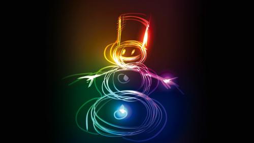 Неоновый снеговик, фоновые обои, картинки, новый год, рождество, зима