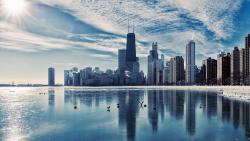 Обои мегаполиса с большими небоскребами