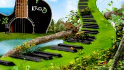 Пианино из травы широкоформатные HD обои скачать