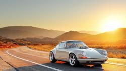 Порше, 911, вид сбоку, закат, дорога, обои hd, бесплатно