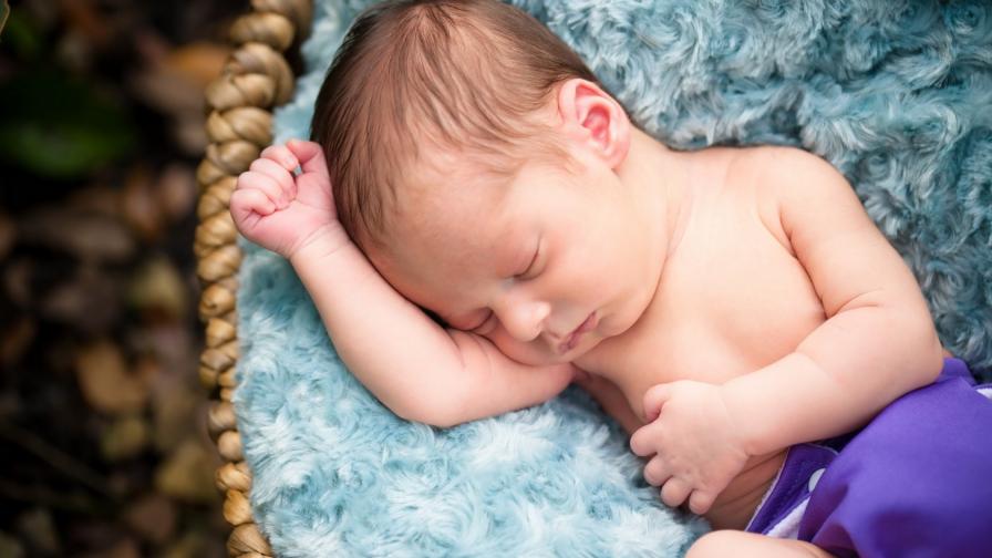 Ребенок уснул в корзинке