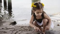 Ребёнок, малышка, девочка, пляж, настроение