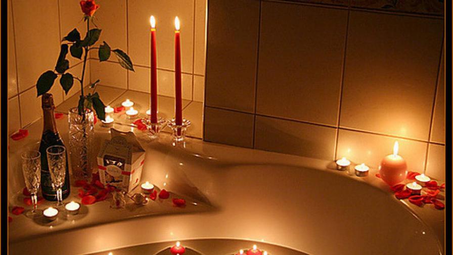 Романтика, свечи, шампанское, праздник, ванна, любовь, обои, картинки