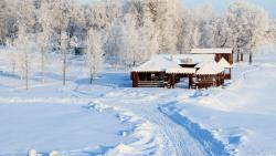 Русская зима, снег, снежный лес, усадьба, домик, хата, картинки, обои