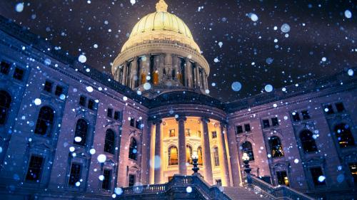 США Мэдисон Висконсин Капитолий Снежинки обои