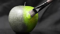 Серо-зеленое яблоко живопись обои hd