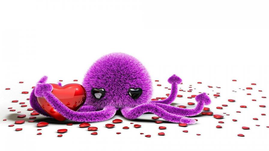 Симпатичная игрушка осьминога и сердца