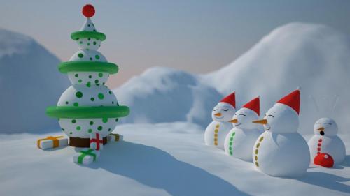 Скачать Снеговики смотрят на елку