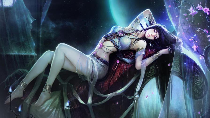 Фентази девушка на темном фоне