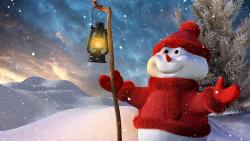 Фоны, новый год, рождество, снеговик, фонарь, дерево, снег, улыбка, картинки