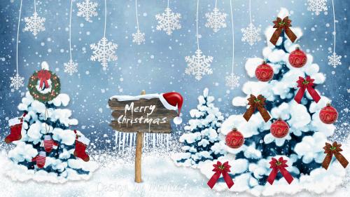 Широкоформатные картинки Счастливого Нового года и Рождества открытка для рабочего стола