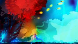 дерево, пустошь, волк, черепаха, абстрактные, листва, картинки, обои, HD