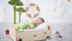 красивый ребенок спит с домом