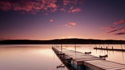 розовый восход, утро, пирс, небо, облока