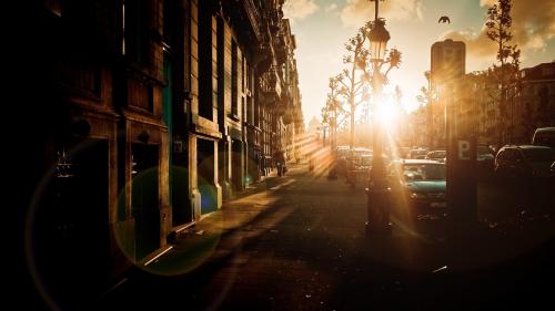 1920x1200, Восход солнца в городе обои