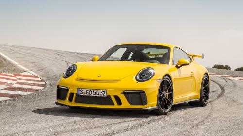 2018 Porsche 911 GT3 гоночный желтый автомобиль обои HD