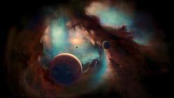 3840x2160, 4K обои, космос, арт картинки, туманности, планеты, звезды