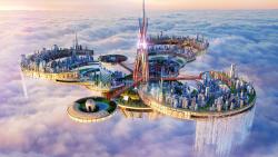 dreamstate, фэнтези город, небо, сказочный город, небоскребы