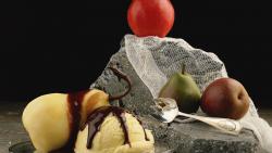 HD обои, помидор, груши, яблоко, вилка, натюрморт