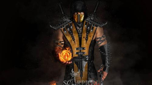 scorpion, скорпион, огненный шар, мартал комбат, игра, обои